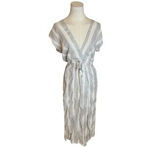 BLUE ISLAND Dress Silver Sparkle Ivory Sundress Beach Coverup Vacation Size M